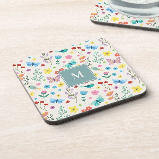 Ensemble de dessous de verre à monogramme à motif (Côté gauche)