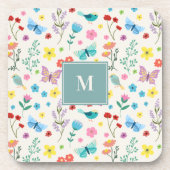 Ensemble de dessous de verre à monogramme à motif (Devant)