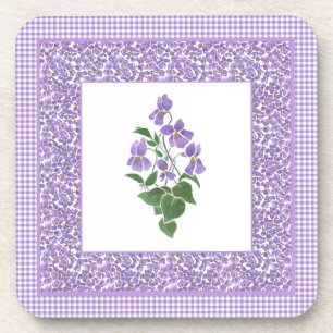 Ensemble de Dessous de verre Carrés, violettes et