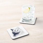Ensemble de dessous de verre chat blanc Art Déco (Côté Droit)
