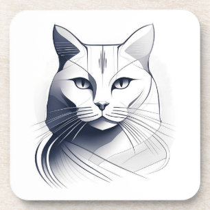 Ensemble de dessous de verre chat blanc Art Déco