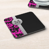 Ensemble de Dessous de verre Damas rose, noir, arg (Côté gauche)