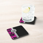 Ensemble de Dessous de verre Damas rose, noir, arg (Côté Droit)