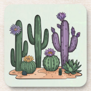 Ensemble de Dessous de verre de fleurs de cactus v