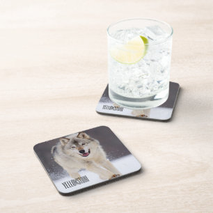 Ensemble de Dessous de verre de loups de Yellowsto