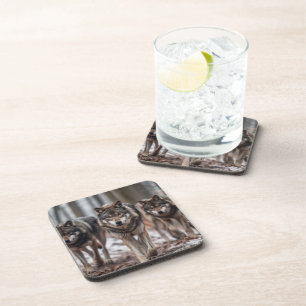 Ensemble de Dessous de verre de loups de Yellowsto