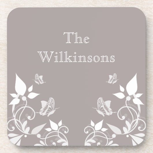 Ensemble de Dessous de verre floraux de papillons  (Devant)