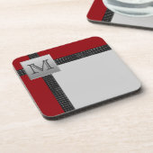 Ensemble de Dessous de verre gris-noir rouge monog (Côté gauche)