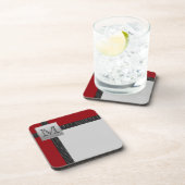 Ensemble de Dessous de verre gris-noir rouge monog (Côté Droit)