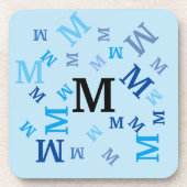 Ensemble de dessous de verre - Lettres bleues méla (Devant)