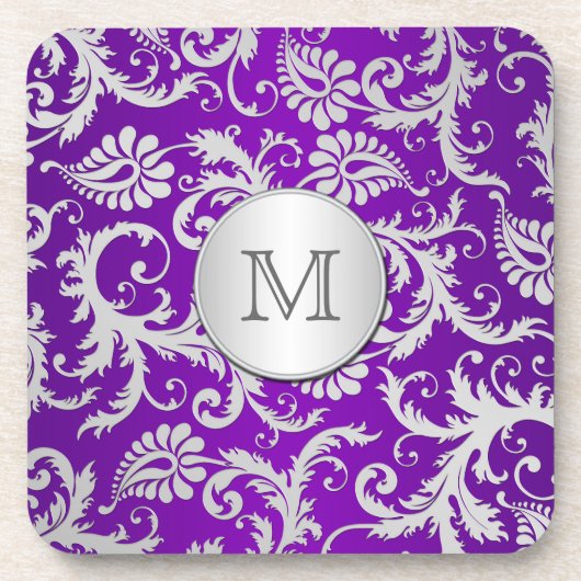 Ensemble de Dessous de verre Monogrammes pourpre e (Devant)