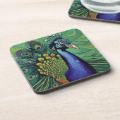 Ensemble de dessous de verre Paon Art Déco (Côté gauche)