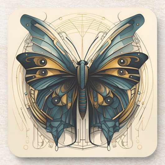 Ensemble de dessous de verre Papillon Art Déco (Devant)