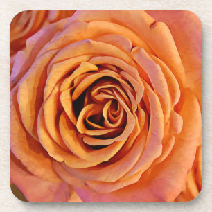 Ensemble de dessous de verre Peachy Orange Rose Ar