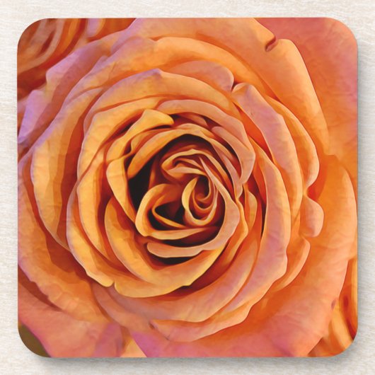 Ensemble de dessous de verre Peachy Orange Rose Ar (Devant)
