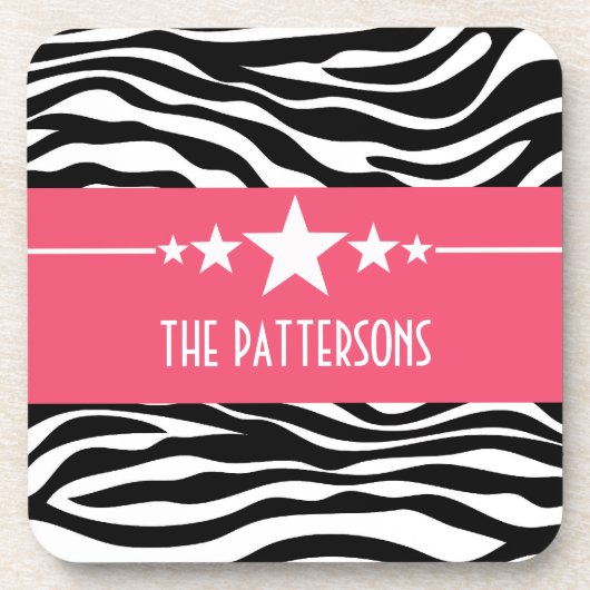 Ensemble de Dessous de verre Zebra Rose Sassy Star (Devant)