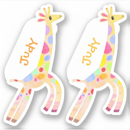 Ensemble de deux étiquettes de nom de girafe fanta (Devant)