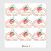 Ensemble de Étiquette de confiture de fraise peint (Feuille)