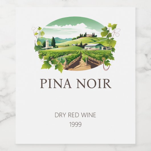 Ensemble de Étiquettes Vins Vignoble Vert Simple (Étiquettes simples)