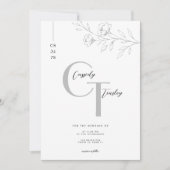 Ensemble de faire-part de mariage à monogramme flo (Devant)