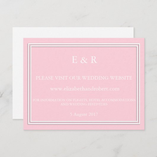 Ensemble de Faire-part de mariage rose pastel clai (Devant / Derrière)