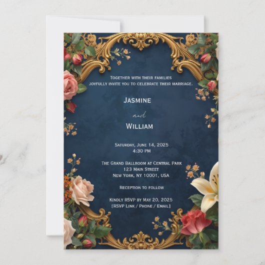 Ensemble de Faire-part de mariage Roses romantique (Devant)