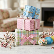 Ensemble de feuilles de papier-cadeau à carreaux é