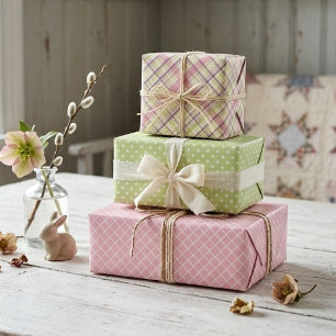 Ensemble de feuilles de papier cadeau à carreaux é