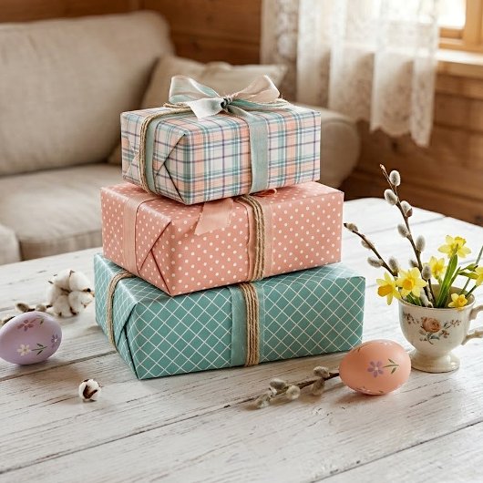 Ensemble de feuilles de papier cadeau à carreaux é