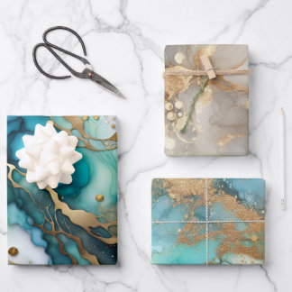 Ensemble de feuilles de papier d'emballage en marb