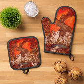 Ensemble De Gant De Cuisine Et De Manique 16 lapins (De haut en bas)