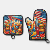 Ensemble De Gant De Cuisine Et De Manique 4 juillet (Recto)