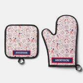 Ensemble De Gant De Cuisine Et De Manique 4 juillet Fête de l'Indépendance BBQ (Recto)