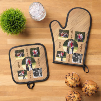 Ensemble De Gant De Cuisine Et De Manique 5 Photo Meilleur Papa Jamais 20XX Bois Grain Diago