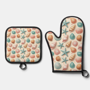 Ensemble De Gant De Cuisine Et De Manique Abondance de coquillages