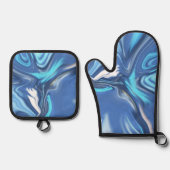 Ensemble De Gant De Cuisine Et De Manique Abstract Symphony in Blue 2 (Recto)