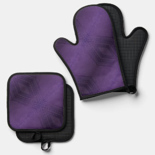 Ensemble De Gant De Cuisine Et De Manique Acceptation Motif Boho violet écectique