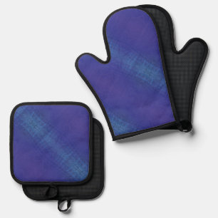 Ensemble De Gant De Cuisine Et De Manique Acceptation Motif de Blue Indigo Violet Shibori