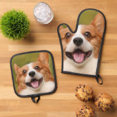 Ensemble De Gant De Cuisine Et De Manique Add Dog Photo Personalized Customized (De haut en bas)