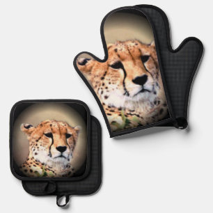 Ensemble De Gant De Cuisine Et De Manique African Wild & Wonderful : Cheetah Tear Marks Art