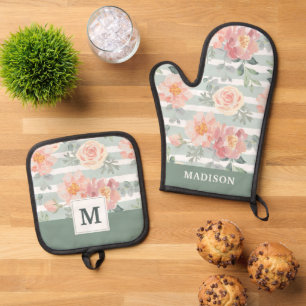 Ensemble De Gant De Cuisine Et De Manique Ajouter votre monogramme Alicia Rose Motif de ba