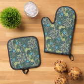 Ensemble De Gant De Cuisine Et De Manique Algue, William Morris (De haut en bas)
