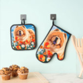 Ensemble De Gant De Cuisine Et De Manique AMONG THE POPPIES Chow