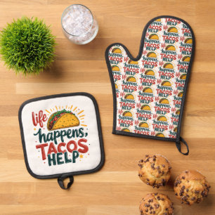Ensemble De Gant De Cuisine Et De Manique Amusant Taco Lover Fiesta Humour alimentaire Art B