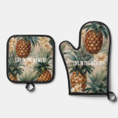 Ensemble De Gant De Cuisine Et De Manique Ananas tropicaux Floral (Recto)