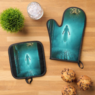 Ensemble De Gant De Cuisine Et De Manique Apparition flottante