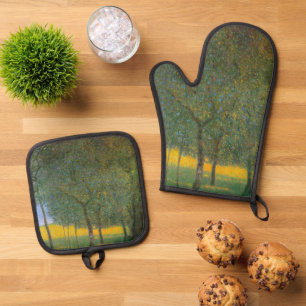 Ensemble De Gant De Cuisine Et De Manique Arbres fruitiers par Gustav Klimt, Art Nouveau vin