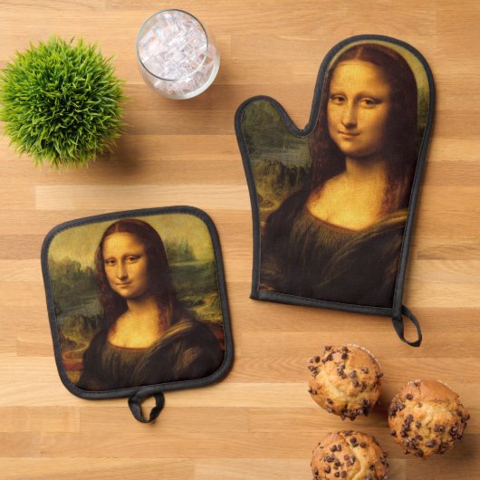 Ensemble De Gant De Cuisine Et De Manique Art classique Mona Lisa (De haut en bas)