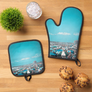Ensemble De Gant De Cuisine Et De Manique Art de plage côtière du New Jersey