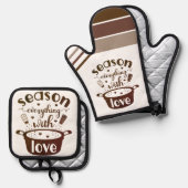 Ensemble De Gant De Cuisine Et De Manique Assaisonner tout avec l'amour ❤️ (Recto/Verso)